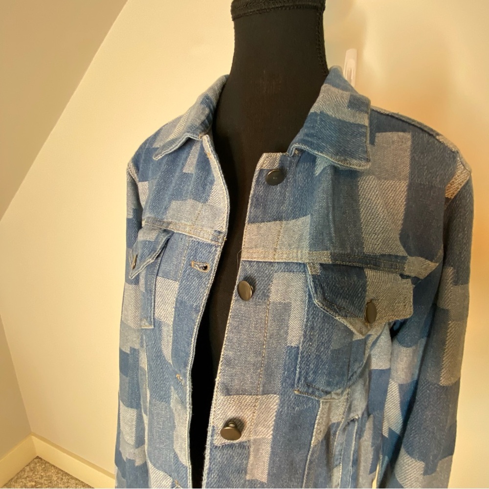 ALEXIS TAYLOR New Patchwork Denim Jean Jacket Pockets Cotton Streetwear Medium - Picture 4 of 15